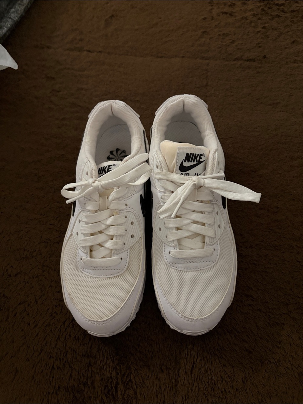 Nike Air Max 90 White Sneakers with Black Swoosh